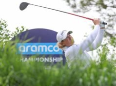 Coughlin streaks to LPGA lead at windy Shadow Creek