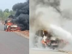 നീലേശ്വരത്ത് ഓടിക്കൊണ്ടിരിക്കുന്ന കാറിന് തീപിടിച്ചു